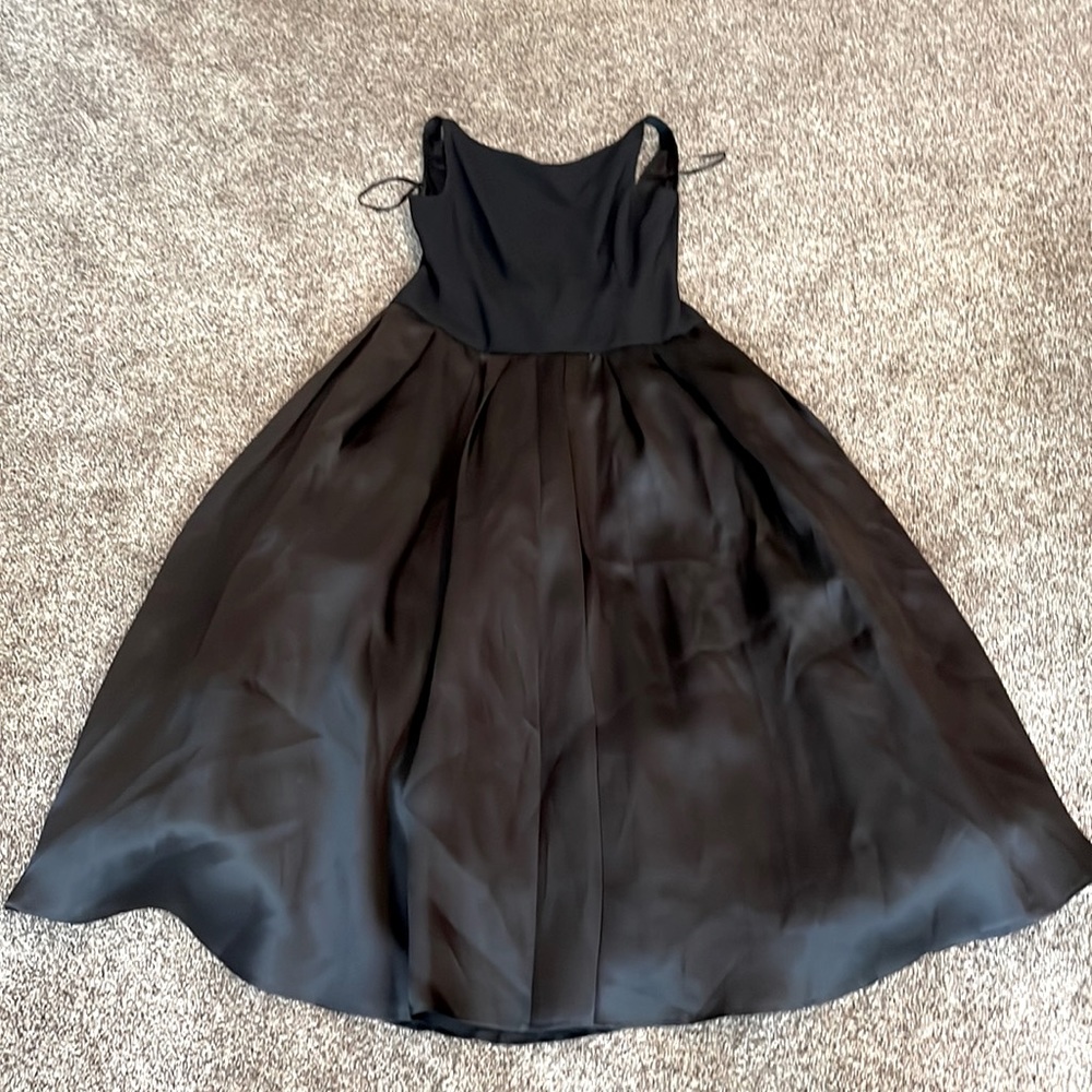 St. John couture womens 14 black satin floor-length ball gown layered dress EUC